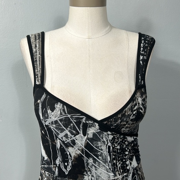 Italian Le Gatte Sheer V- neck Stretchy Mini Mesh Dress  size US 6 - Picture 6 of 13